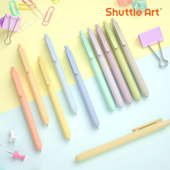 Shuttle Art Retractable Mild Gel Ink Pens - 11 Pack Black Fine Point Pens for Journaling, Taking Notes, School & Office