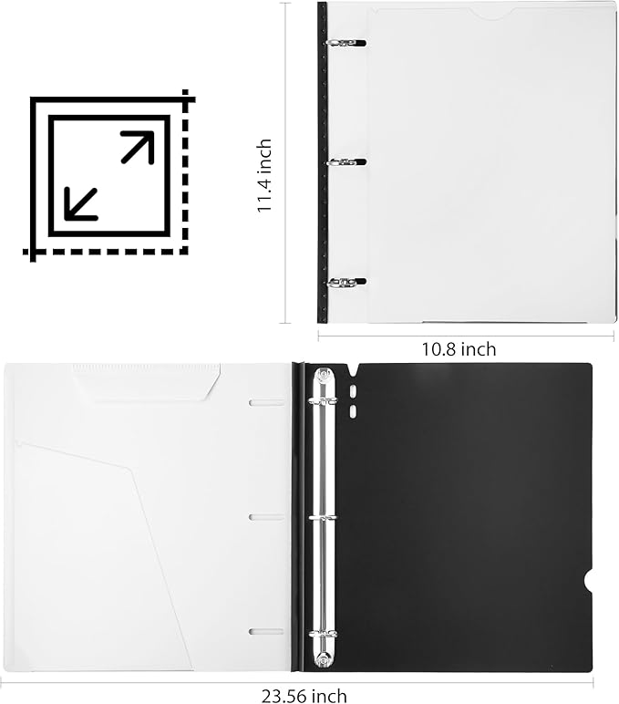 WOT I 1 Inch Telescoping 3 Ring Binder 4 Pack, Expandable Flexible Binder with Customizable Front Cover & Clear Catalog Pocket, Holds 225 Sheets, School Office Supplies, White