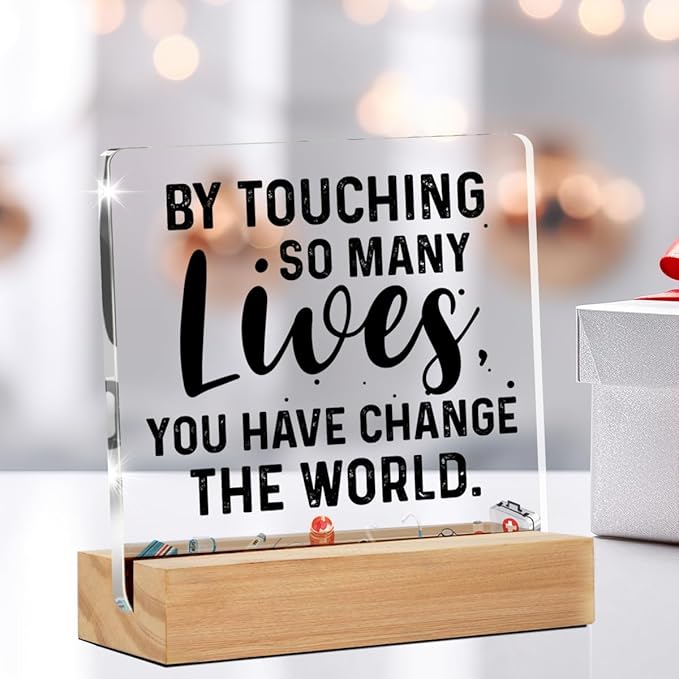 Thank You Gifts for Nurse Doctor, Nurse Doctor Appreciation Gifts By Touching So Many Lives Clear Acrylic Desk Decorative Sign for Home Office, 4 x 4 Inches