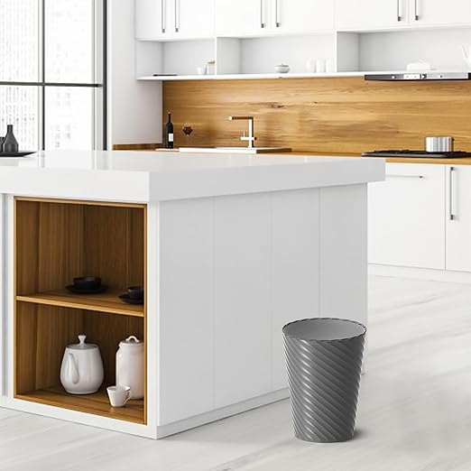 Bathroom Trash Can, 3 Pack 1.8 Gallons Small Trash Can with Trash Bags, Bathroom Garbage Can, Plastic Trash Bin, Round Waste Basket for Bath,Bedroom, Office, Kitchen, Room, Compact Space (Grey)