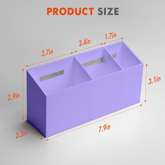 Magnetic Dry Erase Marker Holder, Acrylic Magnet Pen Holder for Whiteboard, Refrigerator, Magnetic Fridge Organizer for Office, Classroom, Whiteboard Maker Holder, Locker Organizer-Purple