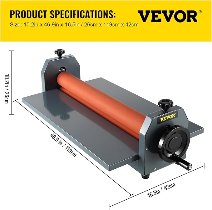VEVOR 39 Inch Cold Laminator Machine 10mm Manual Vinyl Photo Film Cold laminator Hand Crank Pressure Cold Roll laminator(39Inch