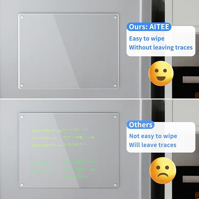 AITEE Acrylic Magnetic Calendar for Fridge, 16"x12" Inches Clear Dry Erase Calendar Memo Whiteboard for Refrigerator with Strong Magnets Includes 6 Dry Erase Markers with 3 Colors