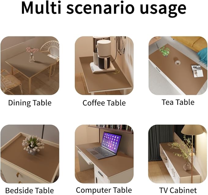 Table Cover Rectangle - 16x36 Inch Waterproof Can Cover Up Defects Protect The Surface of Furniture from Scratches Can Be Used for Dresser Bedside Table(Mud Color+Champagne Gold 16x36)