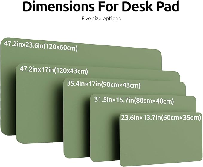 YSAGi Leather Desk Protector, Office Mat, Large Mouse Mat, Non-Slip PU Leather Blotter, Laptop Desk Pad, Waterproof Writing Pad for Office and Home (Bamboo Green, 47.2" x 23.6")