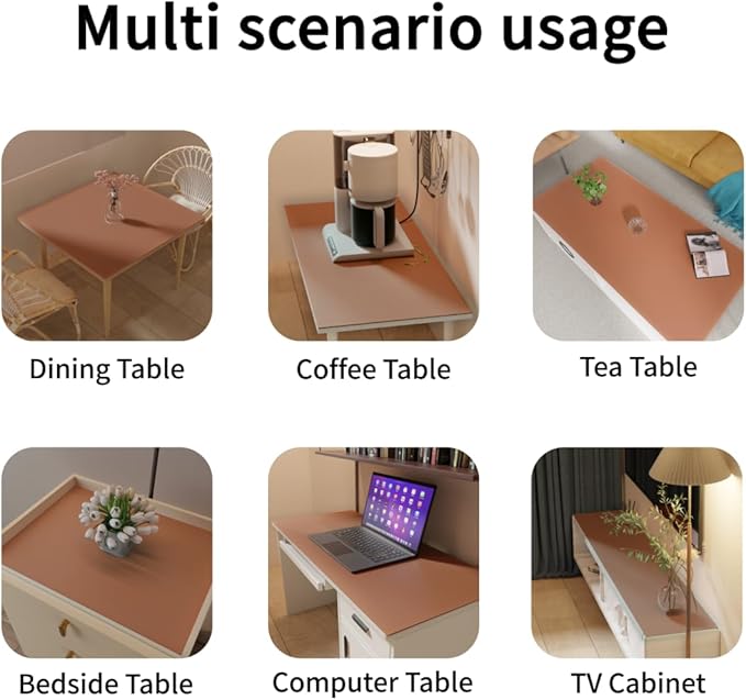 Leather Table Cover,1.8mm Thick,12x72 Inch Table Protector,Glass Table Protector,Table Sticker Cover,Desk Covers On Top of Desks.(Brown+Gray,12x72)