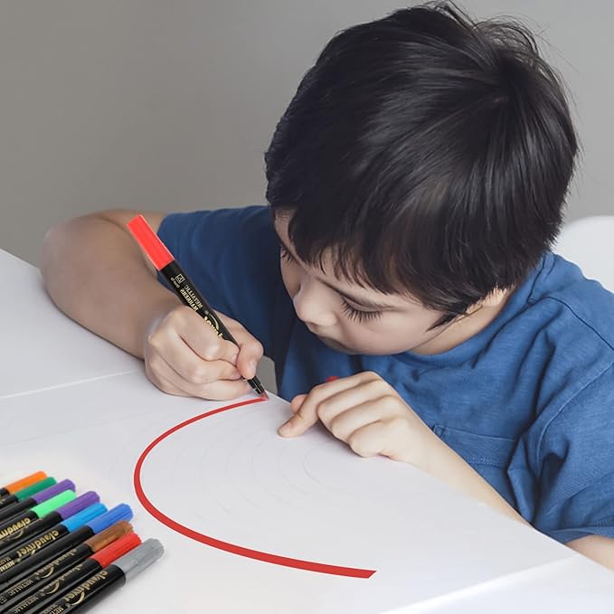 cloudriver Metallic Markers, 24 Count, 12 Assorted Colors, Fine and Chisel Tip, Metallic Marker Pens For Black Paper, Art Rock Painting, Easter Egg, Card Making, Scrapbook Crafts