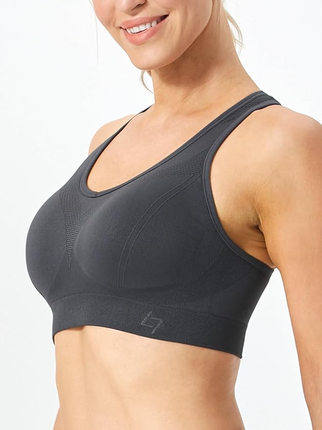 FITTIN Racerback Sports Bras for Women - Padded Seamless Support Bra for Yoga Gym Workout Fitness