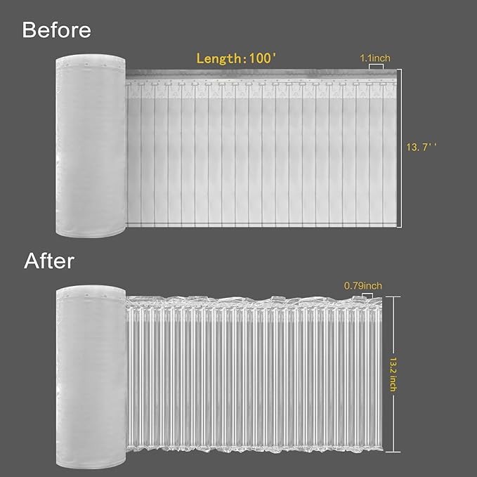 Large Bubble Cushioning Wrap for Packing 13.7inch*100feet, Inflatable Big Air Pillows for Shipping & Heavy Duty Moving Supplies Recyclable Packing Material for Fragile Items Shipping Supplies