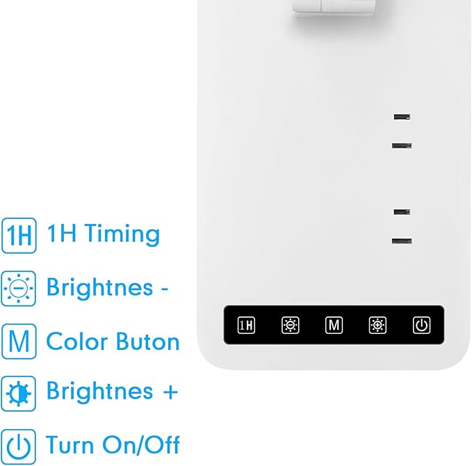 Smart Desk Lamp with 4-in-1 Charging Station (2 AC outlets, Type-C, USB-A Ports), 5 Color temperatures and 5 Brightness Levels, Adjustable gooseneck arm, Eye-Friendly Lighting for desks, bedrooms