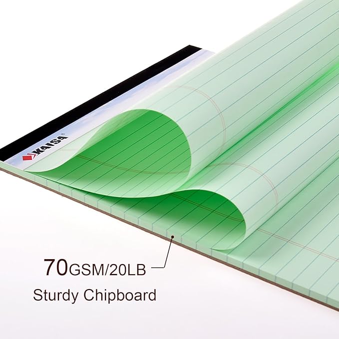 KAISA Colored Legal Pads - 5"x8" Narrow Ruled, 50 Sheets/Pad (8 Pads), Recycled Paper Writing Pad with Sturdy Back, Small Size for Easy Organization and Portability, KSU-6887