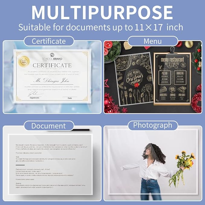 Laminating Sheets, PANDRI 100 Pack Thermal Laminating Pouches Holds 11 x 17 Inch, 3 Mil Plastic Laminator Paper 11.5 x 17.5 Inch, Clear Round Corner