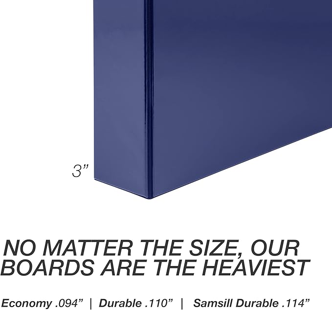 Samsill Durable 3 inch 3 Ring Binder, Made in USA, D Ring Binder, FSC 100% Recycled Chipboard, Blue, 4 Pack