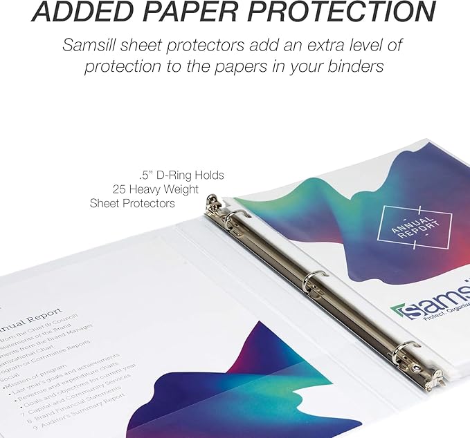 Samsill Durable 0.5 Inch Binder, Made in The USA, D Ring Binder, Customizable Clear View Cover, White, 24 Pack, Each Holds 125 Pages