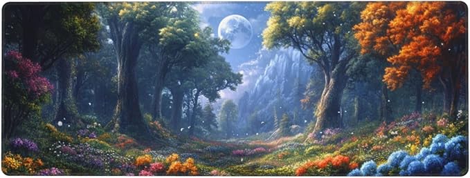 Tree Flower Mouse Pad 31.5 X 11.8 Inch Big Desk Rubber Base Stitched Edges Keyboard Pad XXL Mouse Mat for Home Game and Office