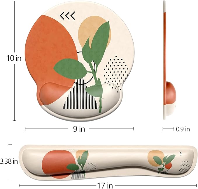 Dapesuom Keyboard Wrist Rest and Mouse Pad with Wrist Support, Memory Foam Cushion for Keyboard and Mouse Set, Ergonomic Desktop Pad Rests with Non Slip Base for Easy Typing & Pain Relief, Painting