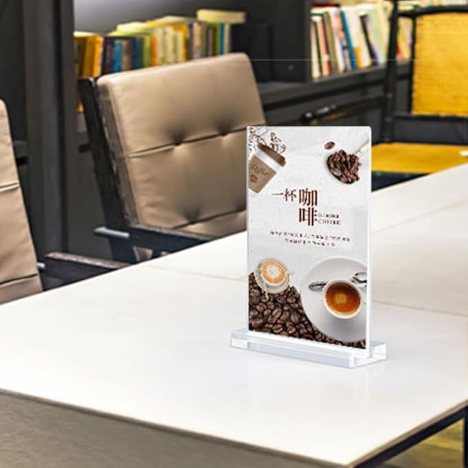 2 Pack Acrylic Sign Holder Menu Displays Double Sided Sign Stand A4/A5/A6 Clear (Transparent Vertical A5 148×210mm/ 5.83×8.27 inches)