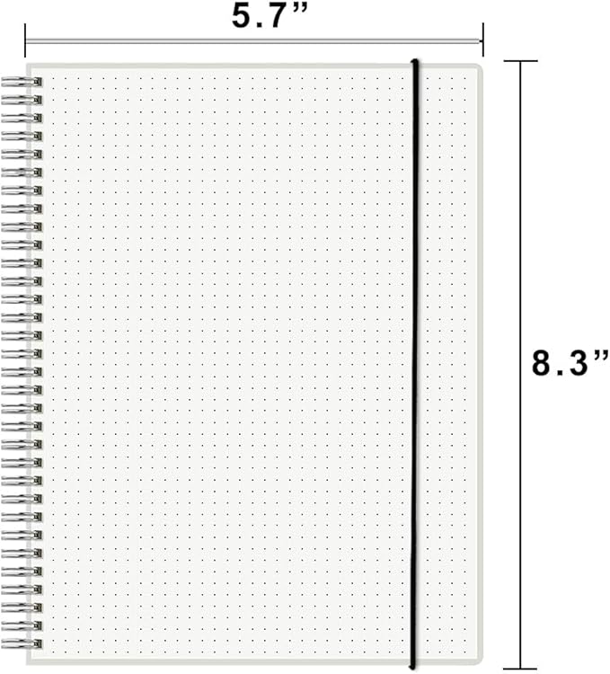 Bullet Dotted Spiral Notebook A5 with 120gsm Thick Dot Paper 160 Pages per Pack - 5.7" x 8.3" Dotted Journal with Elastic Band and Transparent Hardcover (4 Pack, A5)