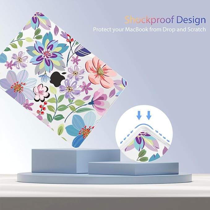 Teryeefi Case for MacBook Pro 16 inch M4/M3/M2/M1 Pro Max 2025-2021 Release (A3403/A3186/A2991/A2780/A2485), Laptop Hard Shell with Keyboard Cover & Screen Protector & Type C Adapter, Flower 104