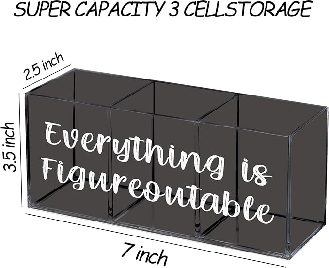 Everything is Figureoutable Acrylic Pen Pencil Holder Organizer for Office Desk Accessories, Inspirational Gifts Pen Holder for Desk, Encouragement Gifts for Women Men Pencil Holder