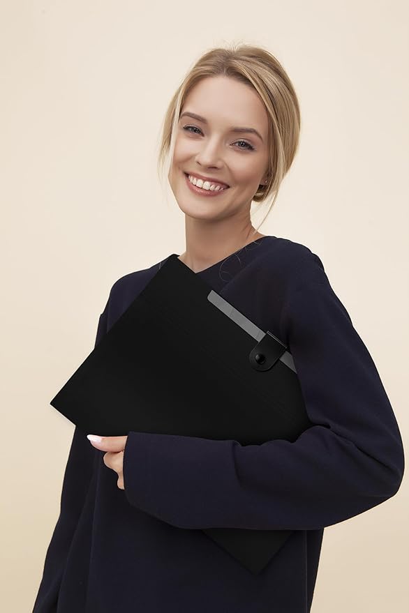 SKYDUE 8 Pockets Accordion File Organizer, Expanding File Folders, Portable Document Paper Organizer, A4 Letter Size, Snap Closure, Pack of 4