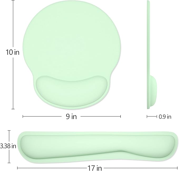 Dapesuom Keyboard Wrist Rest and Mouse Pad with Wrist Support, Memory Foam Cushion for Keyboard and Mouse Set, Ergonomic Desktop Pad Rests with Non Slip Base for Easy Typing & Pain Relief, Lake Green