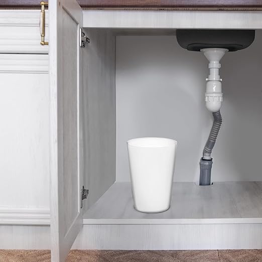 Mini Waste Basket - Durable Small Plastic Garbage Trash Can Bin - Lidless Open-Top Rectangular Slim Profile for Compact Spaces - Suitable for Home, Bathroom, Office, Bedroom, Kitchen and More (2-Pack, White)