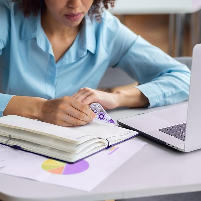 24 Pcs Colorful Core Correction Tape, 18.04 Ft White Wrong Out Tear-Resistant Bulk, Instant Corrections Easy To Use Applicator for School, Office, Note Taking, Journal (Tape Width 0.2 in)