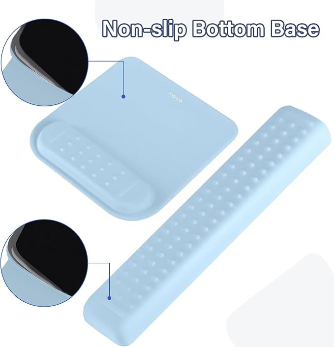 MOSISO Computer Keyboard Stand&Wrist Rest Support for Keyboard &Mouse Pad Set, Ergonomic Massage Wrist Rest Set, Easy Typing Working Acrylic Clear Stand for Office Home, Air Blue