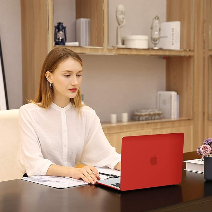 MOSISO Compatible with MacBook Air 13 inch Case 2025 2024 2023 2022 M4 A3240 M3 A3113 M2 A2681, Plastic Hard Shell&Keyboard Cover&Screen Film&Type C for MacBook Air 13.6 inch Case, Red