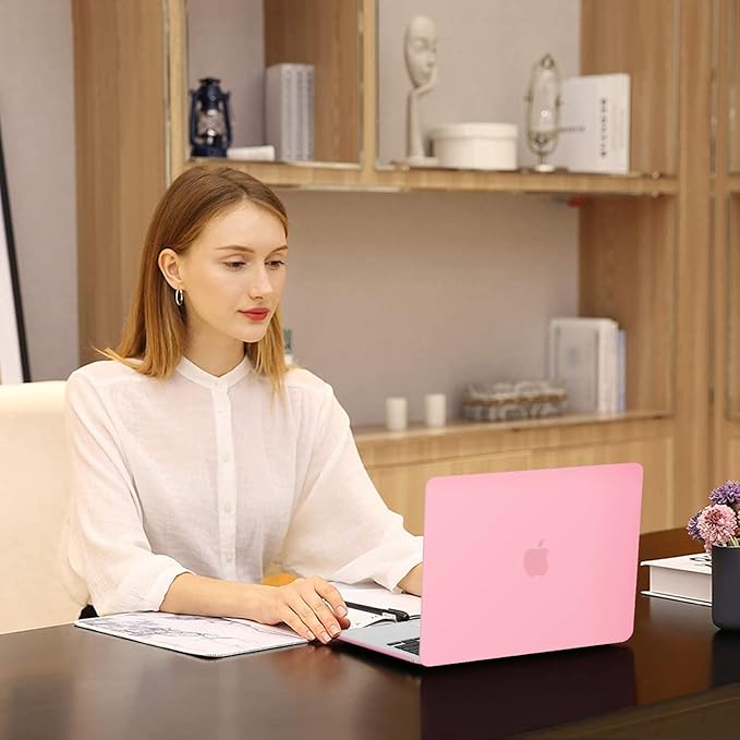 MOSISO Compatible with MacBook Air 13 inch Case 2025 2024 2023 2022 M4 A3240 M3 A3113 M2 A2681, Plastic Hard Shell&Keyboard Cover&Screen Film&Type C for MacBook Air 13.6 inch Case, Pink