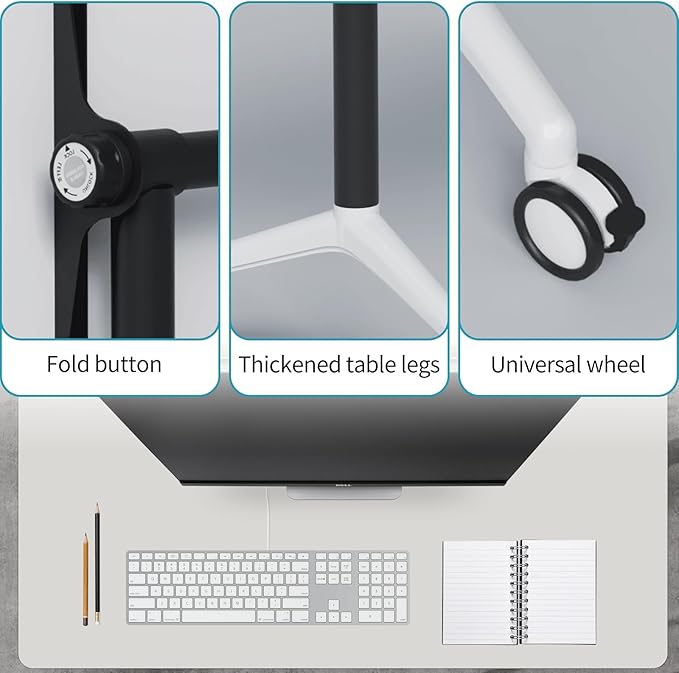Folding Conference Table, Modern Conference Room Tables with Flip-Top Design, Foldable Conference Table Meeting Table with Wheels, Mobile Seminar Training Tables for Office Classroom (6, White 2)