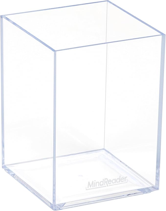 Mind Reader Pen Cup, Accessory Holder, Desktop Organization, Office, Acrylic, Clear