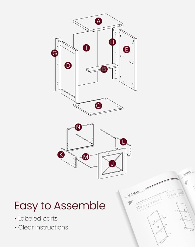 VASAGLE File Cabinet, Filing Cabinet with 2 File Drawers, Printer Stand, Fit A4, Letter Size, Hanging File Folders, Modern Farmhouse Style, for Home Office, Rustic White UOFC048T73