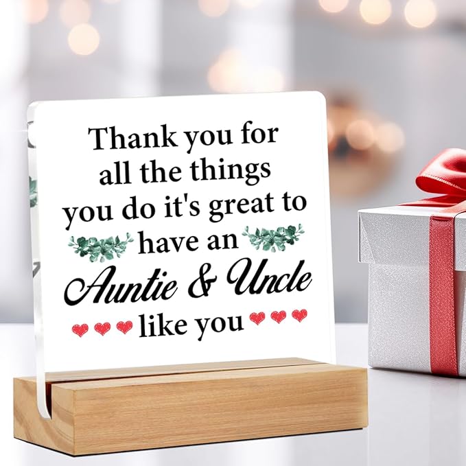 Best Aunt and Uncle Gifts - Gift for Aunt and Uncle - Thank You Gifts for Aunt and Uncle Clear Desk Sign Decor Home Bedroom Desk Decor (4 x 4 Inches)