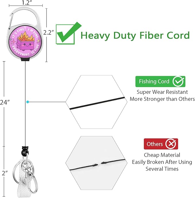 Gctriki Dumpster on Fire Badge Reel Retractable with 360° Swivel Carabiner Clip, Funny Work ID Badge Holder Retractable Clip, Students Nurse Teacher ID Card Holder Keychain Accessories Office Gifts