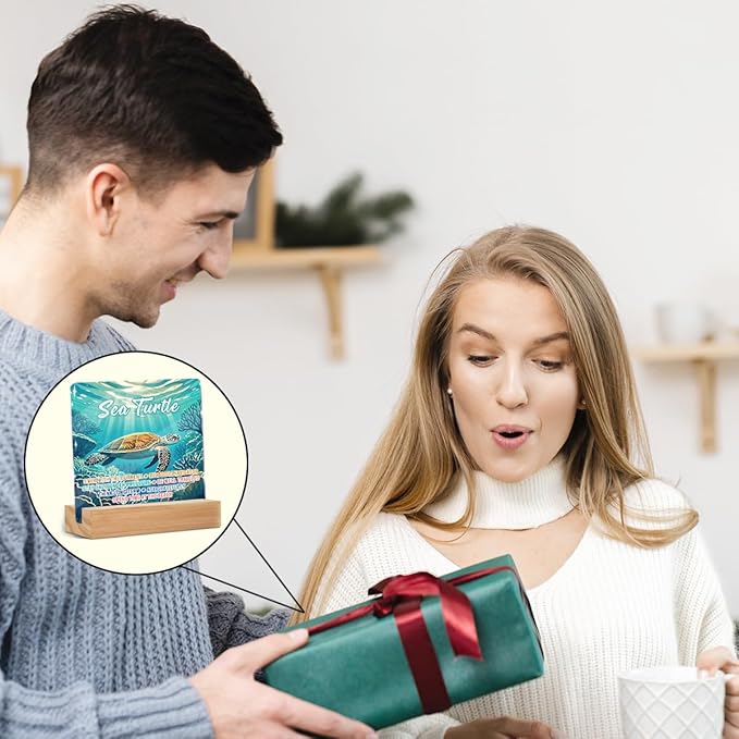 Sea Turtles Office Decor Sign, Inspirational Turtle Clear Acrylic Sign With Wooden Stand, Thank You Gifts for Home Office Desk Decorative Signs for Tabletop Cubicle Shelf Desk Accessories Decor