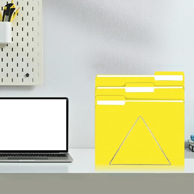 File Folder, RAZCC 100 Pack 1/3 Cut Tab File Folders Letter Size, Yellow, Folders with Tab, Great for Organizing and Easy File Storage