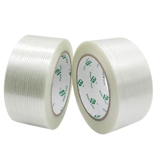 BOMEI PACK Fiber Reinforced Packing Tape, 30Rolls Mono Filament Tape 2 inch x 35yds x 5.5Mil, for Packing and Strapping