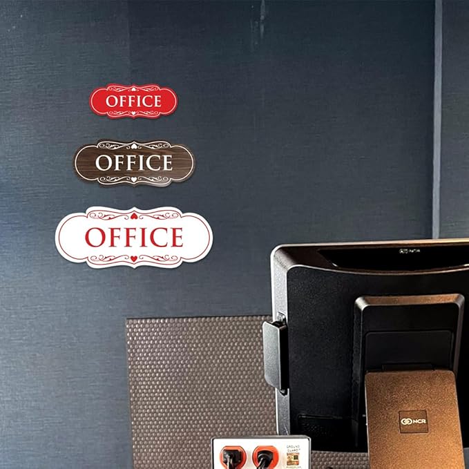 All Quality Designer Office Sign | Easy Installation - White - Small (1 Pack)