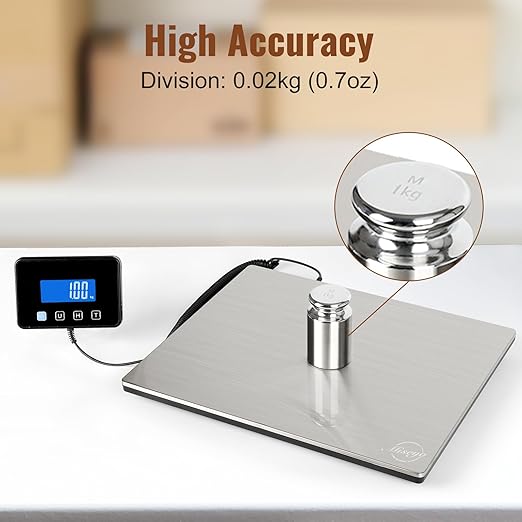 Miseyo 660lbs Heavy Duty Digital Shipping Scale - 0.7oz High Accurate Stainless Steel Postal Scale for Packages, Luggage, Small Business, Warehouse, Battery & Charging Cable Included