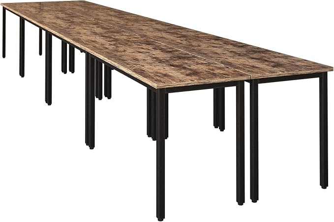 Bonzy Home Conference Tables 18ft Office Computer Desk for Meeting Room Study Writing Printer Table Meeting Seminar Table for 20 People Rustic Vintage Brown 8PCS 220.4"x47.2"x29.5"