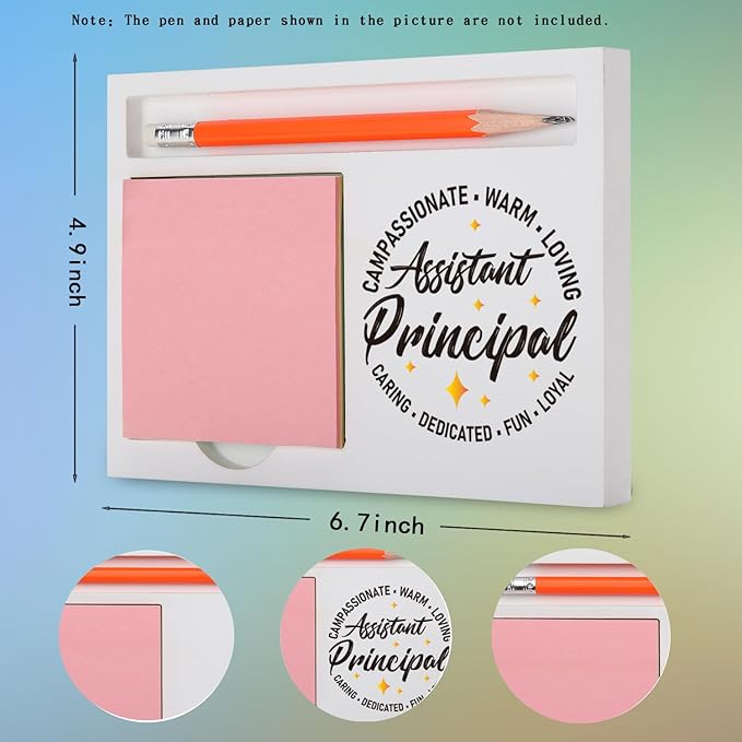 Assistant Principal Gifts Inspirational Desk Organizer with Warm and Caring Message for Appreciation Farewell Retirement Recognition, Back to School Desk White Note Pad Holder XBCT7