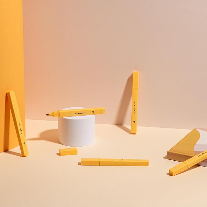 DIVERSEBEE Bible Highlighters with Soft Chisel Tip, 5 Pack Single Color Pens No Bleed, Quick Dry, Cute Aesthetic Markers for Bible Study Journaling Supplies (Yellow)