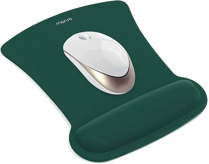 MOSISO Wrist Rest Support for Mouse Pad & Keyboard Set, Ergonomic Mousepad Non-Slip Base Home/Office Pain Relief & Easy Typing Cushion with Neoprene Cloth & Raised Memory Foam, Peacock Green