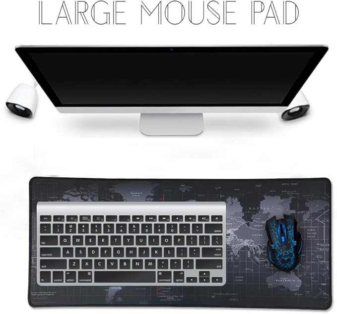 Large Gaming Mouse Pad/Mat with Smooth Surface and Stitched Edges Non-Slip Rubber Base Extended Game Mouse Mat|27.5" x 11.8" x 0.1" (Map(70 * 30 * 0.3cm))