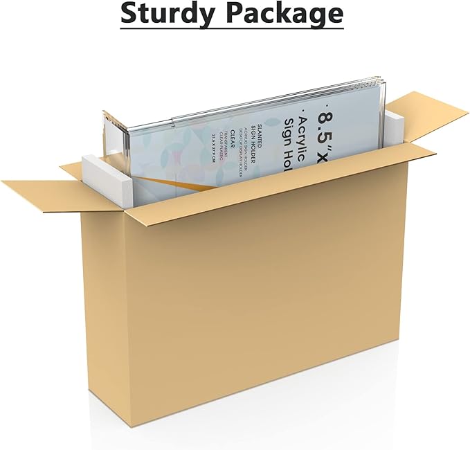 MaxGear Acrylic Sign Holder, Clear Sign Holders Plastic Display Stand 8.5 x 11 Inches Slant Back Countertop Display Picture Frames for Menus, Flyer, Use In Office, Store, 3 Pack