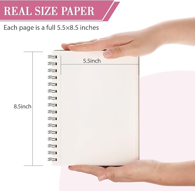 Sketch Book with 12 Color Pencil Set, 90 Sheets Spiral Sketchbook for Drawing (68lb/100gsm), Acid-Free Sketch Pad for Kids Artist, Art Paper Drawing Supplies for Gifts(Pink)