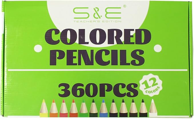 S & E TEACHER'S EDITION Colored Pencils 360Pcs,Coloring Pencils Set for Adults Kids Drawing Pencils for Sketch, Woodcase Lead,Wooden Colored, Back to school Christmas Gifts