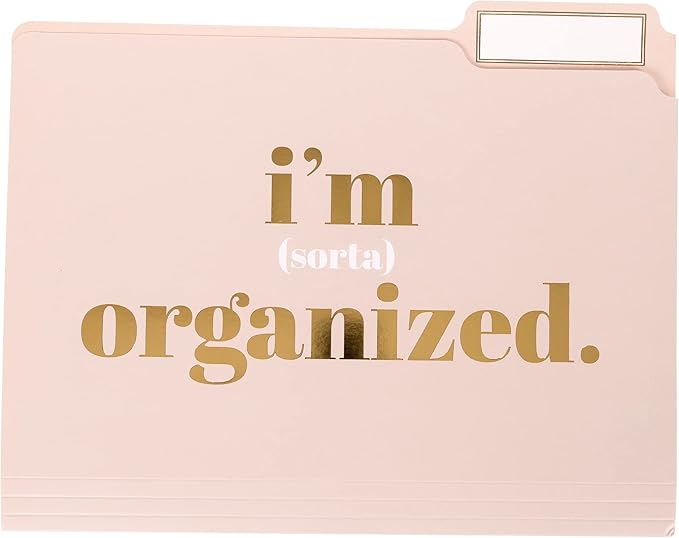 Graphique Designer “I’m Busy” File Folders | Set of 9 (3 Designs) | Letter Size Organizers | Decorative Office Supplies | Durable Coated Cardstock | Gold Foil Lettering| 1/3-Cut Tabs